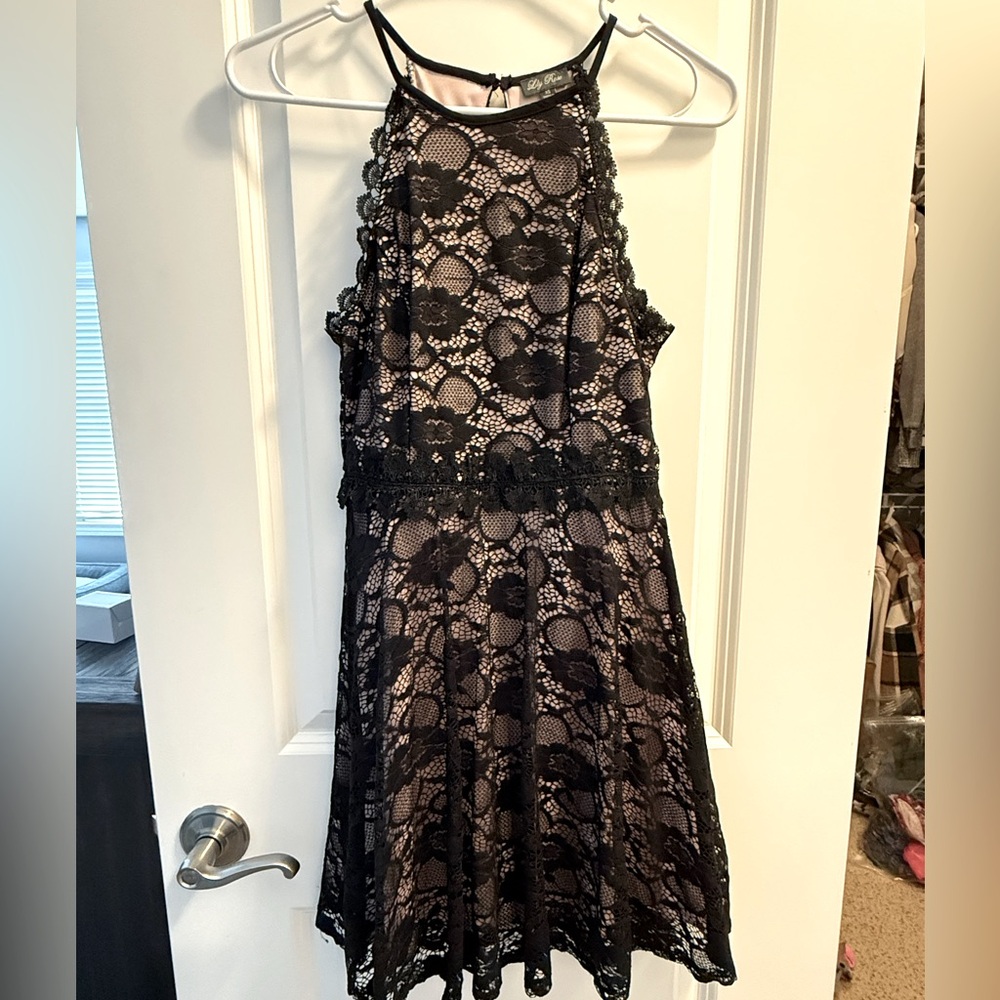 Black lace cocktail dress